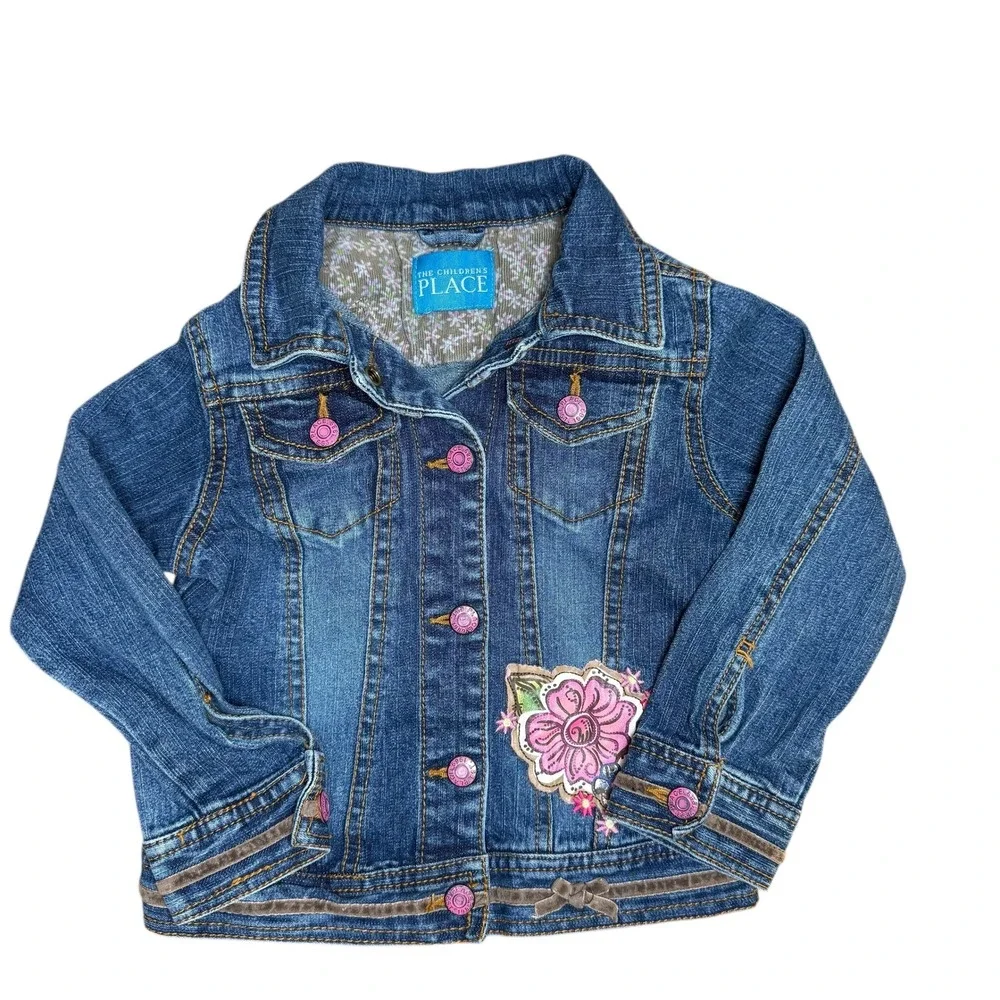 Y2K The Childrens Place Girls Denim Jacket Size 4T